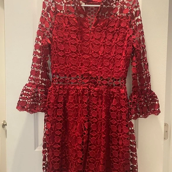 NEW Without Tag Burgandy Lace Dress Size M - Picture 5 of 10